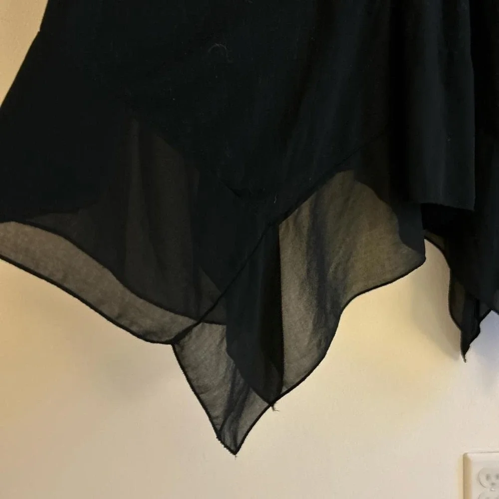 Black midi dress XL asymmetrical hem and long sleeves goth grunge witchy - Picture 2 of 7